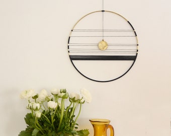 Boho Chic Modern Brass Wall Hanging, Circle Wall Decor, Boho Wall Art