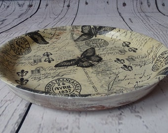 Shabby Chic wooden plate with vintage print