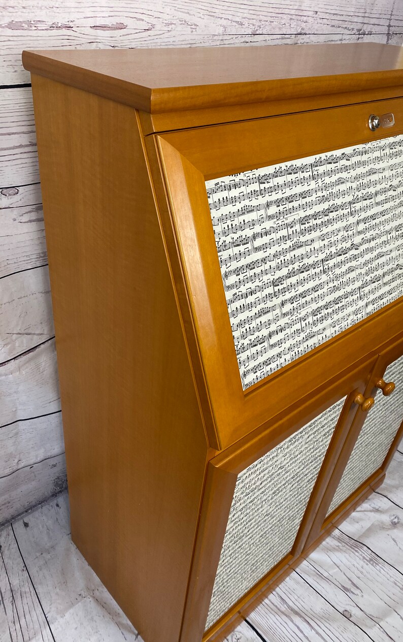 Playful bureau, desk, chest of drawers in country house style with sheet music image 5