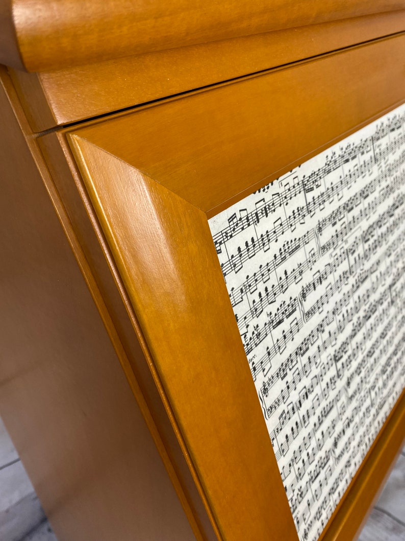 Playful bureau, desk, chest of drawers in country house style with sheet music image 4