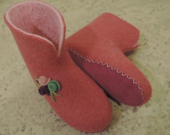 Felted Wool Home Shoes – Women's Indoor Boots with Leather Sole