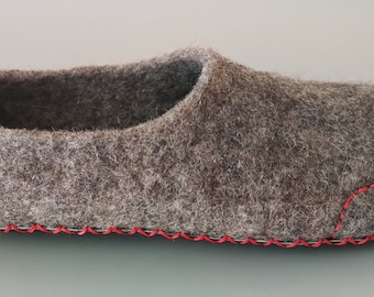 felted slippers stitched/grey felted   home shoes