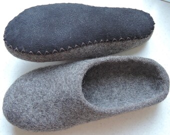 felt slippers/ felted   home shoes/gift for men /women/  Woolen clogs/ natural wool/ unisex