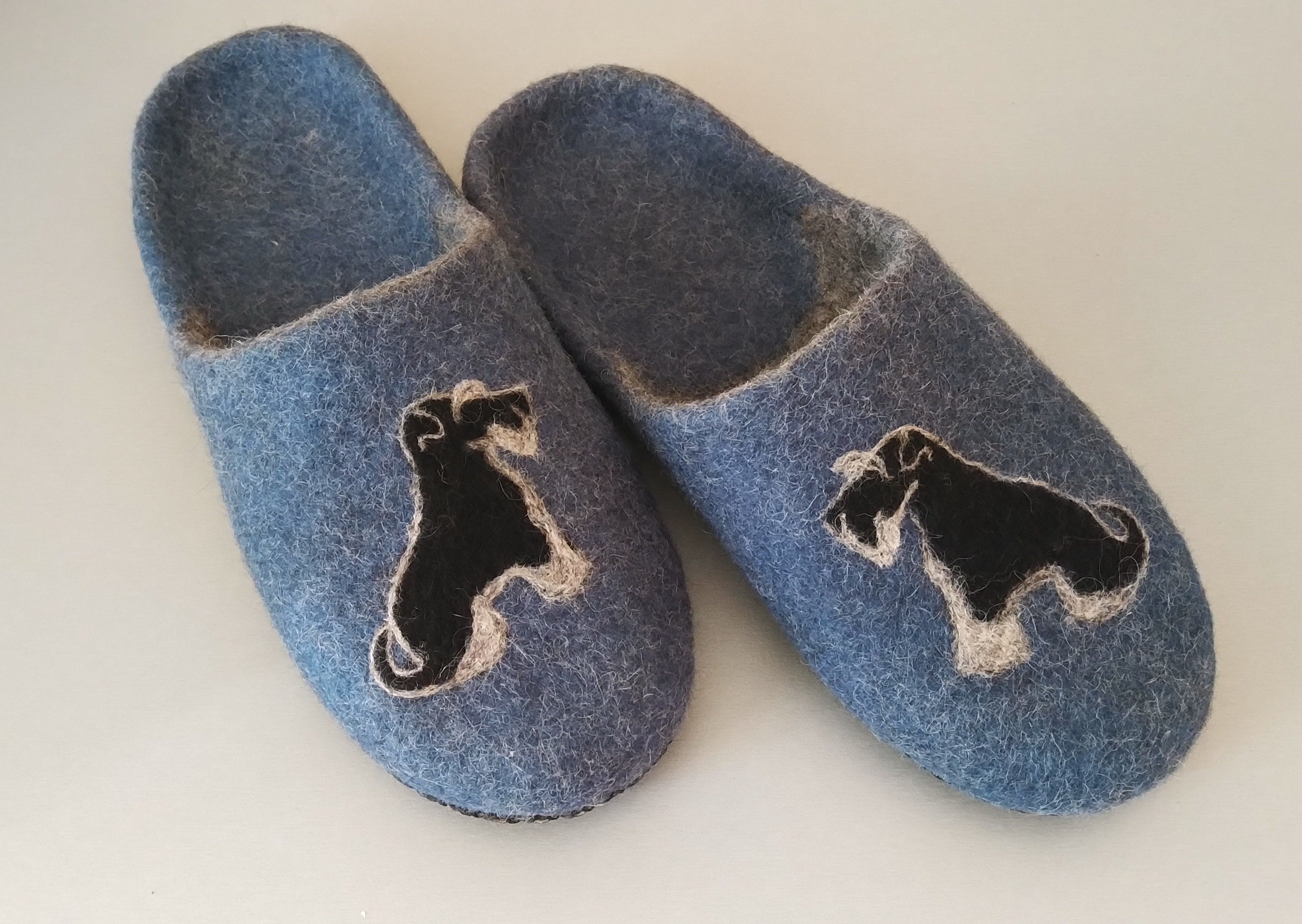 Felted Slippers With Dog Miniature Schnauzer Etsy Ireland