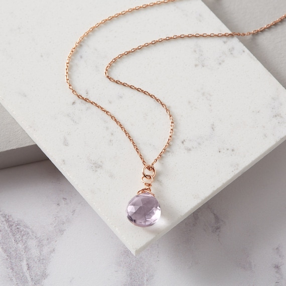 Pink Amethyst And Rose Gold Necklace