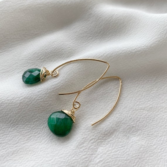 Gold emerald earrings