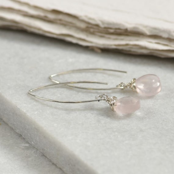 Rose Quartz Sterling silver Hook Earrings