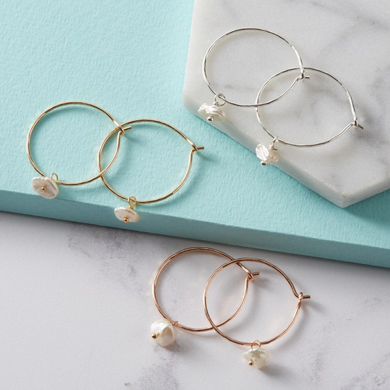 Handmade Keishi Pearl Hoop Earrings