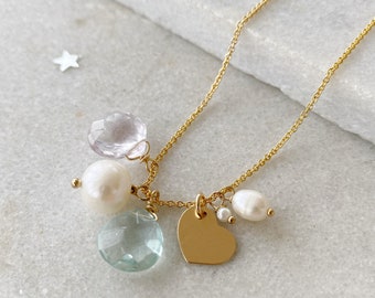 Custom gold charm gemstone necklace