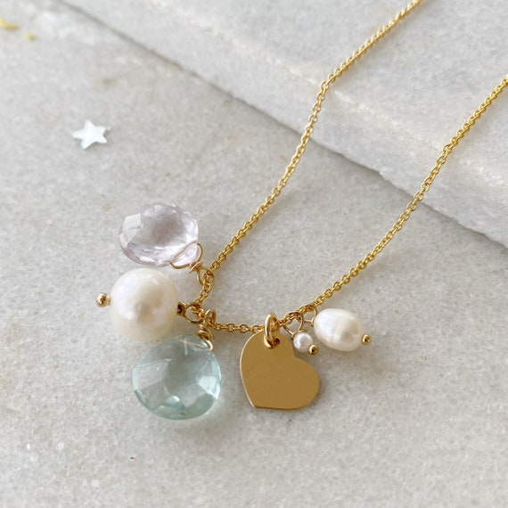 Custom gold charm gemstone necklace