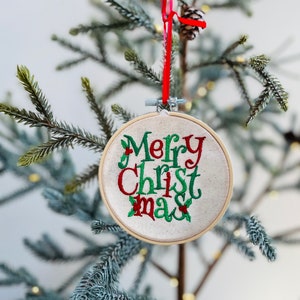 Christmas ornament, Embroidered Ornament, Embroidery Hoop Ornament, Gift For Friend, Gift For Coworker