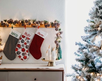 Christmas Stockings, Holiday Stockings, Embroidered Stocking, Gift For Family, Holiday Decor