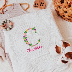 Monogrammed Baby Blanket, Heirloom Baby Quilt, Gift For A New Baby, Gift for Baby Shower