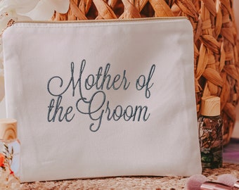 Bridal Makeup Bag, Personalized Bridal Party Gift, Embroidered Makeup Bag, Bridal Party Gifts, Mother of the Groom Gift