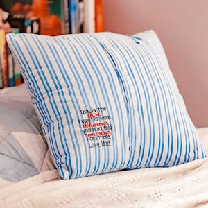Handmade Memory Pillow: Memorial Keepsake from Loved One&#39;s Clothing