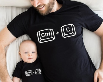 New Dad Copy Paste Ctrl C Ctrl V Father Son Matching Shirts Father's Day Gift