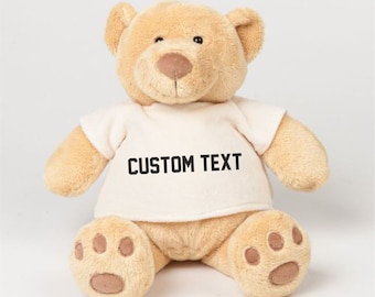 Personalised Teddy Bear - Printed with Personal Message - Small Medium  Soft Toy Printed Bears - Print Text Image's or Logo's