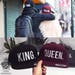 KING and QUEEN 3D Embroidered Flat Bill Snapback Cap Hats Original Premium Classic Snapback with Green Undervisor 