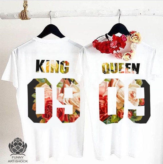 Activamente Día del Maestro Tumor maligno King and Queen camisas pareja camiseta pareja camisetas Rey - Etsy España