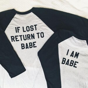 If Lost Return to Babe Couples Raglan Baseball Shirts, Matching Couples Shirt Set, Customized Shirt Set image 2
