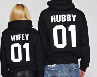 Hubby and Wifey couple Sweaters, Hubby Wifey Couples hoodie, Hubby Wifey Couples pullover, Sweater Custom with Custom Numbers