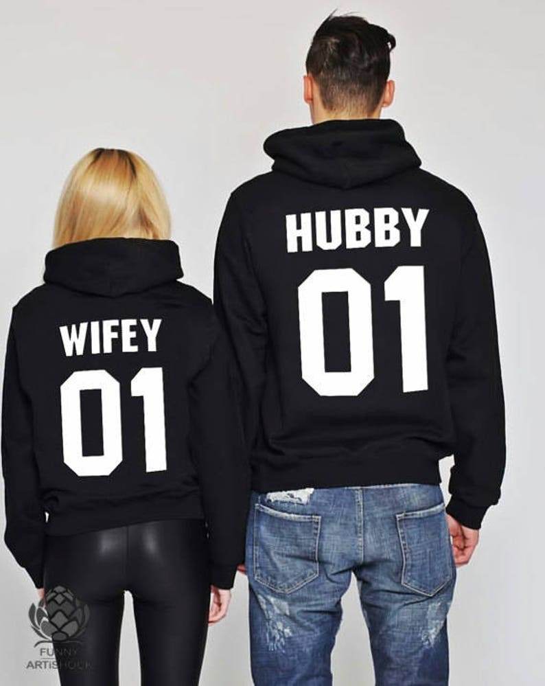 Hubby and Wifey Couple Sweaters Hubby Wifey Couples Hoodie Etsy