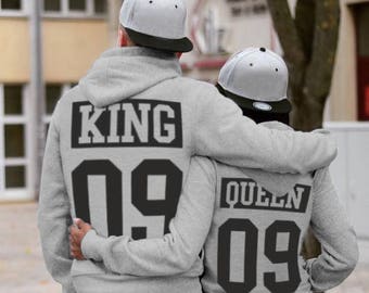 King and Queen matching Sweaters, King and Queen Couples Hoodie Set, King and Queen pullover, Custom Sweaters with Custom Numbers