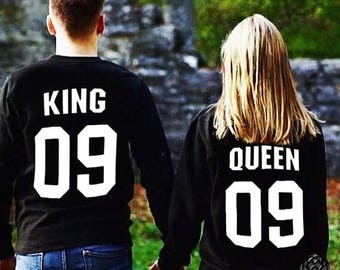 King and Queen matching Sweaters, King and Queen Couples Sweater Set, King and Queen pullover, Custom Sweaters with Custom Numbers