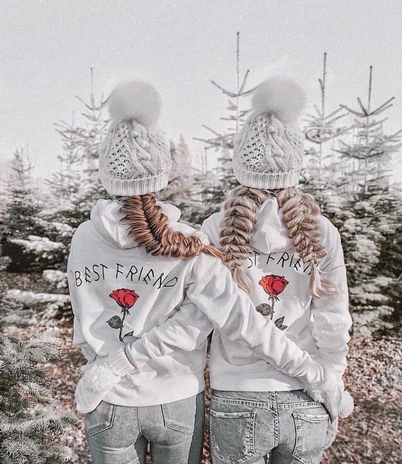 BEST FRIEND Couples Hoodies, Best friend sister, Hoodies for couples, Matching Couple Sweaters, BFF Hoodies, Christmas sweater image 1