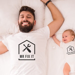 Father and son matching shirts dad and son matching shirts dad and baby shirts fix it shirt fix it little helper gifts funny daddy shirt image 1