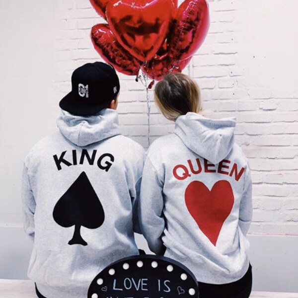 King Queen King and Queen Hoodies Couple Hoodies Couple Sweatshirts King Queen Sweatshirts Matching Hoodies Valentines day Gift