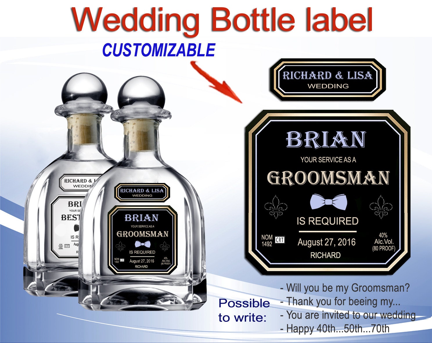 Personalized tequila bottle labels. Custom tequila label. Etsy