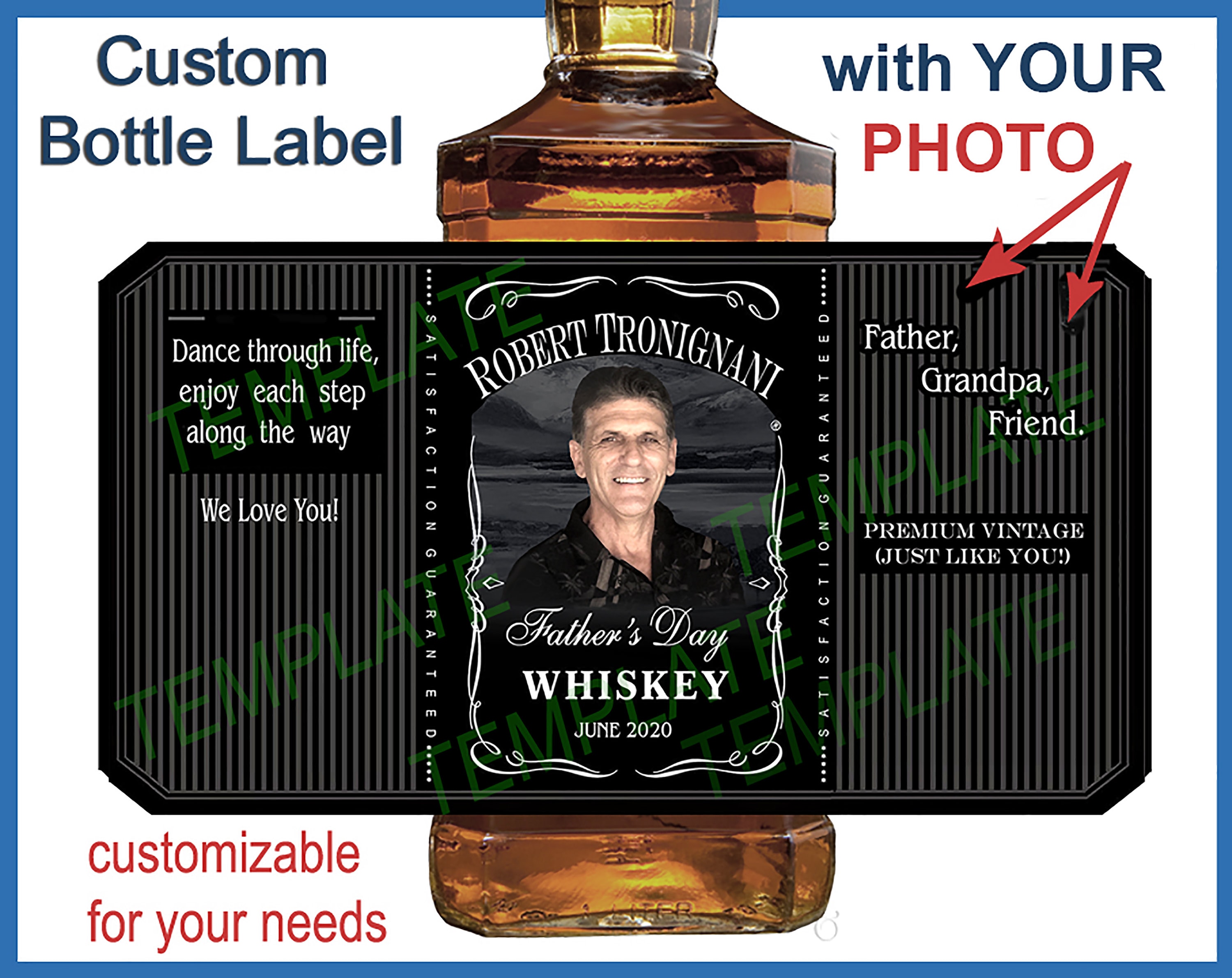 Personalized liquor label. 50th birthday gift for men. Liquor Etsy