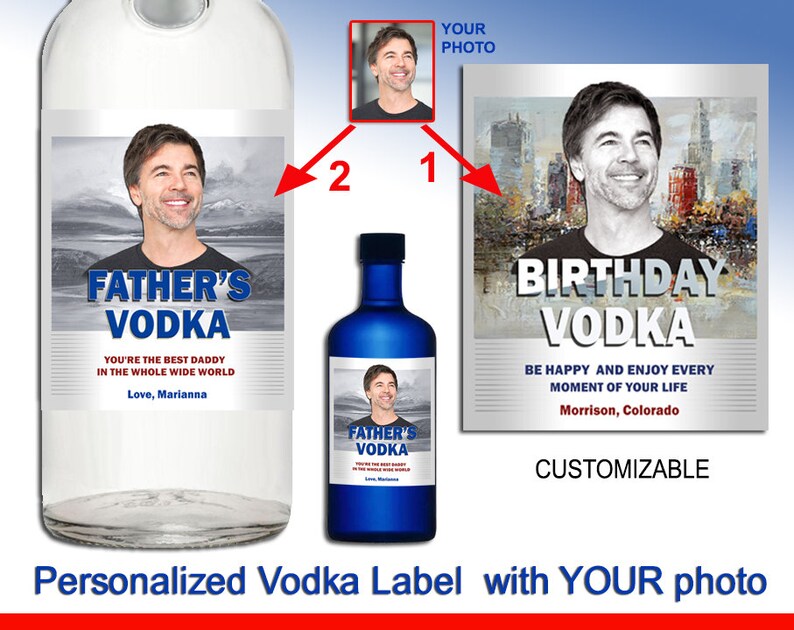 Personalized Absolut vodka label with your photo. Custom vodka Etsy