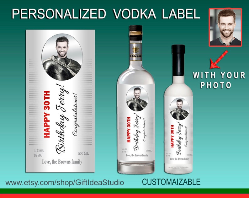 Personalized Absolut vodka label with your photo. Custom vodka Etsy