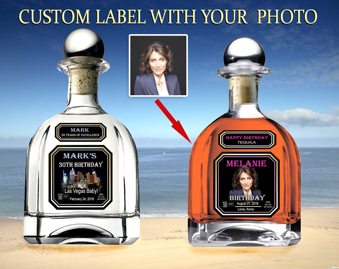 Personalized tequila labels with photo. Custom bottle labels. Etsy