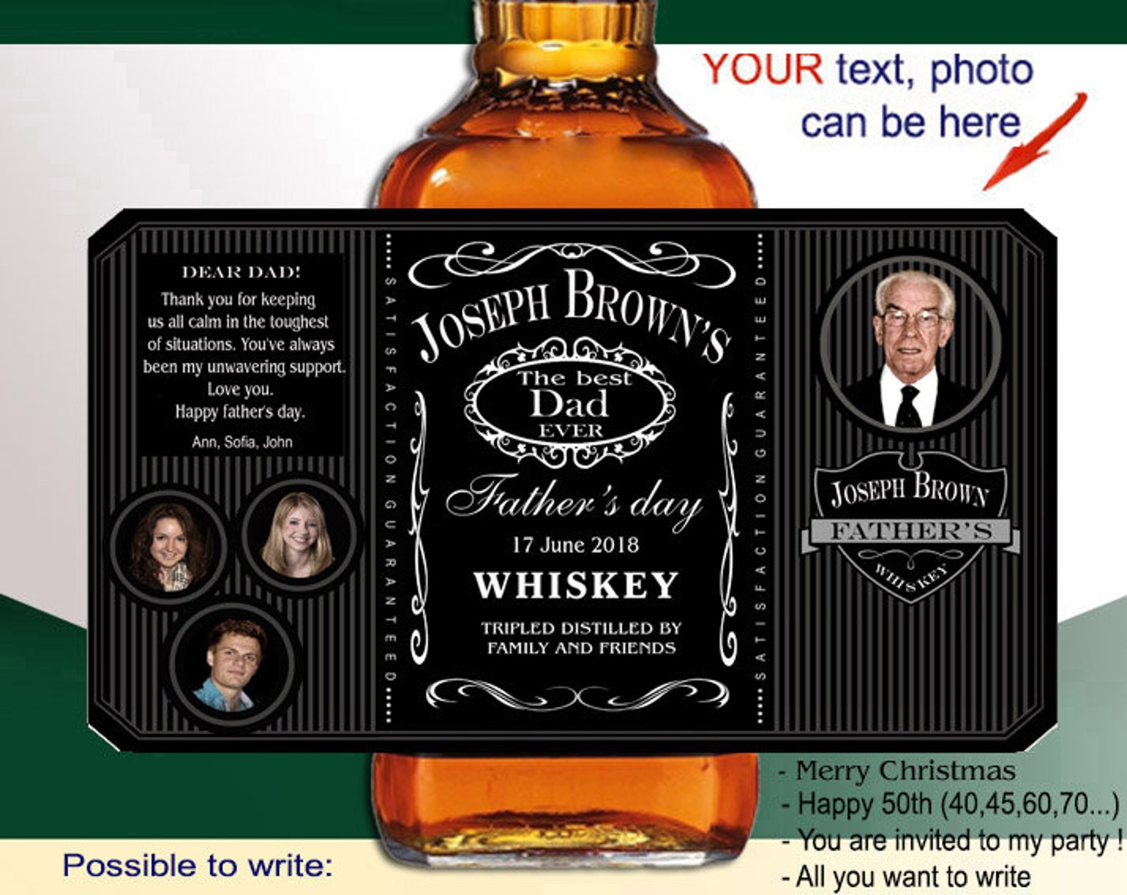 Personalized liquor label. 50th birthday gift for men. Liquor Etsy