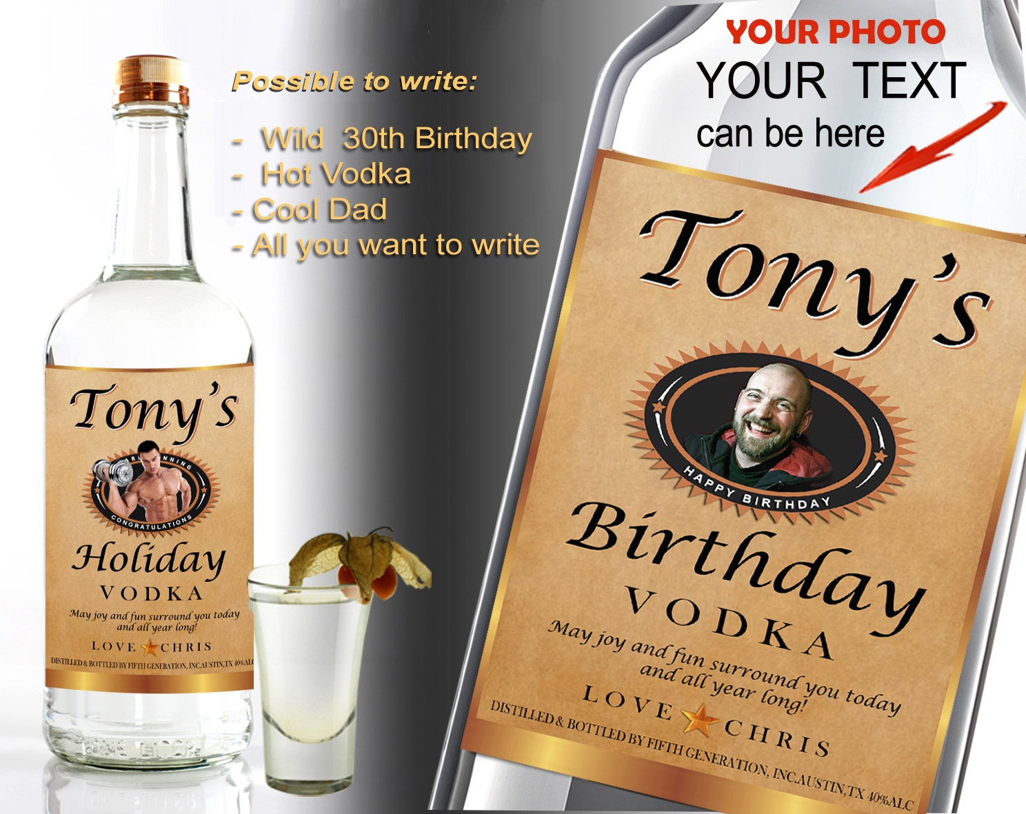 Personalized vodka labels. Custom Titos vodka label Party Etsy