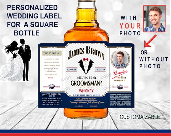 Groomsmen Proposal Label Jim Beam Style Will You Be My Etsy