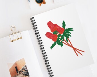 Red Banksia Floral Sketch Spiral Notebook | Ruled Lined Journal