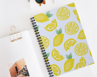 Citronmönster Spiral Notebook linjerade sidor | Citronskivor journal | tom kalender