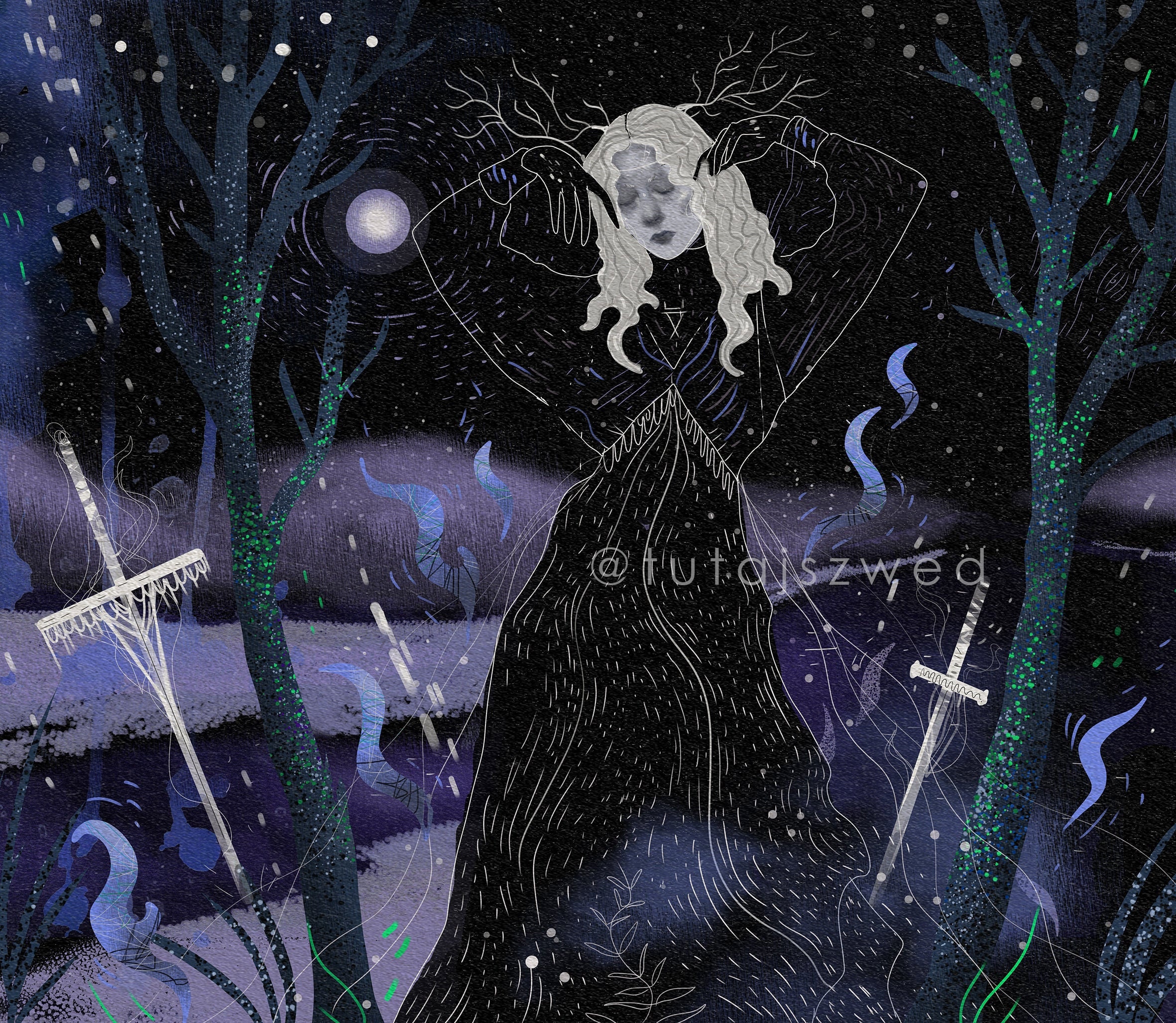 Lady of the lake illustration print | Etsy