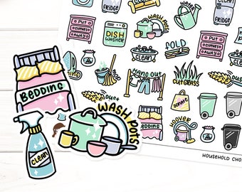 Household Chores Cleaning Planner Stickers - Functional Housework Icons