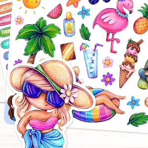 Summer Holiday Stickers - Holiday and Travel Sticker Sheets for Planners and Journals