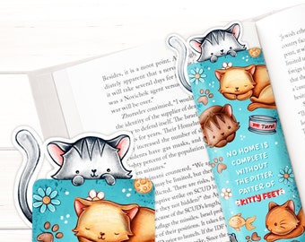 Cat Bookmark - Cute Handmade and Illustrated Bookmark, Page Marker for Books, Planners and Journals