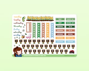 Stickers fonctionnels Spring Garden - Feuilles d'autocollants de jardinage pour agendas et journaux
