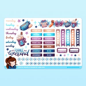 Winter Wishes Functional Planner Pegatinas - Lindas hojas de pegatinas del País de las Maravillas de Invierno para cuadernos y diarios