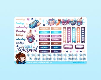 Winter Wishes Functional Planner Stickers - Cute Winter Wonderland Sticker Sheets for Notebooks and Journals