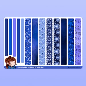 Adesivi zodiacali Magic Washi Strip - Fogli adesivi astrologici per pianificatori e diari, segno zodiacale, celeste