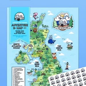 Personalisierte Caravan Geschenk 2023 - Caravan und Camping Abenteuerkarte - Wohnwagen, Camping, Wohnmobil, Campervan, Van